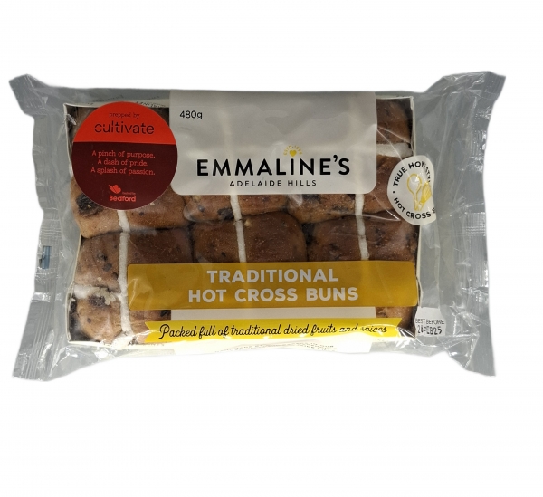 Emmaline's Hot Cross Buns 6 Pack 480g