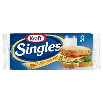 Kraft Cheese Singles Light 24 Pack 432g