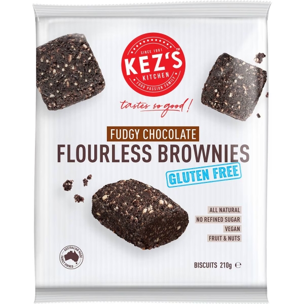 Kez's Gluten Free Chewy Flourless Brownies Fudgy Choc 210g