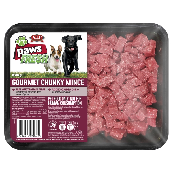 Paws Fresh Chunky Diced Mince 600g