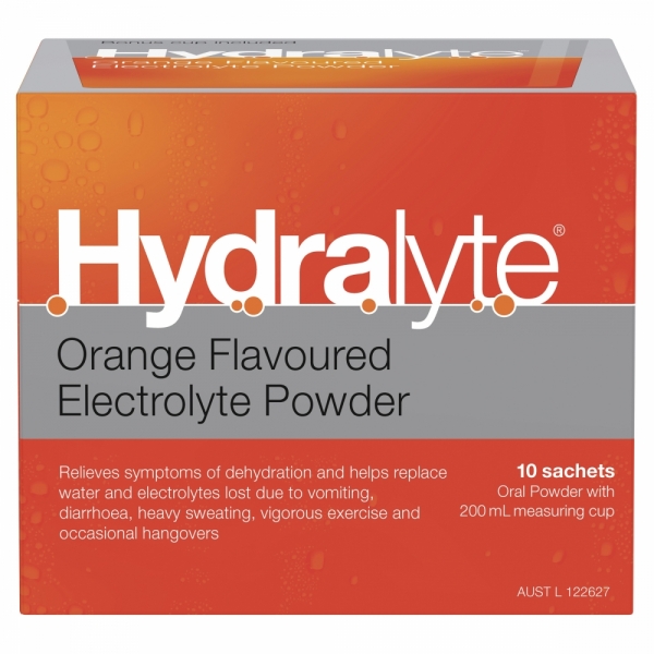 Hydralyte Electrolyte Powder Orange Sachets 10 Pack