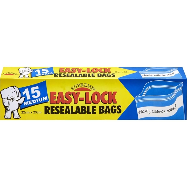 Supreme Easy Lock Bags Medium 15 Pack