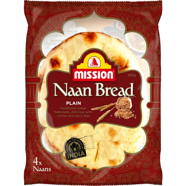 Mission Naan Plain 4 Pack 280g