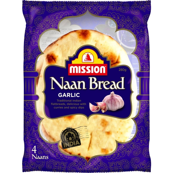 Mission Naan Garlic & Herb 4 Pack 280g