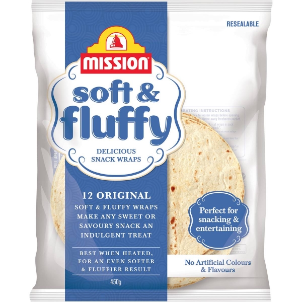 Mission Wraps Soft & Fluffy 12 Pack 450g