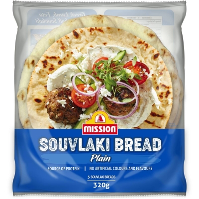 Mission Bread Souvlaki Plain 5 Pack 320g