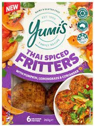 Yumi's Thai Fritters Pumpkin Lemongrass Coriander 6 Pack 260g