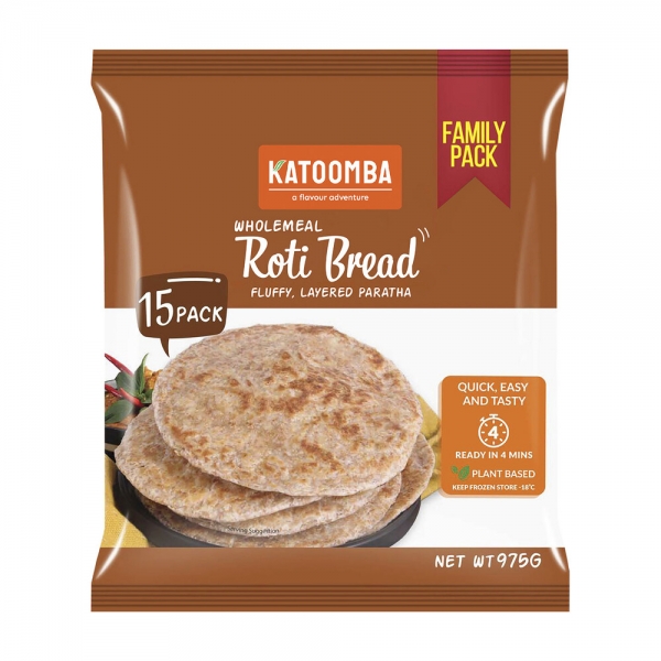 Katoomba Frozen Wholemeal Roti Bread 15 Pack 975g