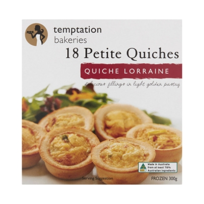 Temptation Bakeries Petite Quiches Lorraine 18 Pack 300g