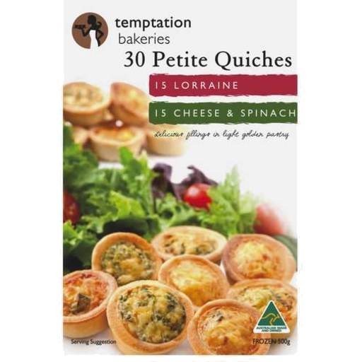 Temptation Bakeries Petite Quiches Mixed 30 Pack 500g