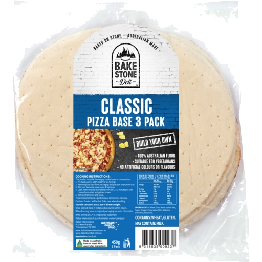 Bake Stone Deli Pizza Base Medium 3 Pack 450g