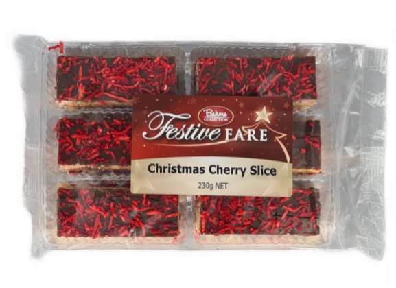 Bakers Collection Festive Christmas Cherry Slice 6 Pack 230g