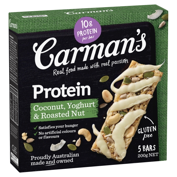 Carman's Protein Bars Coconut Yoghurt & Roasted Nut 5 Pack 200g