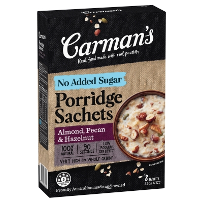 Carmans Porridge Sachets Almond Pecan & Hazelnut 8 Pack 320g