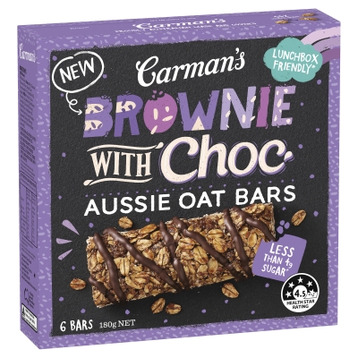 Carman's Aussie Oat Bars Brownie With Choc 180g