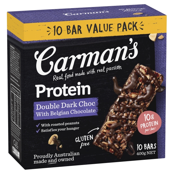 Carman's Protein Bars Double Dark Choc 10 Pack 400g