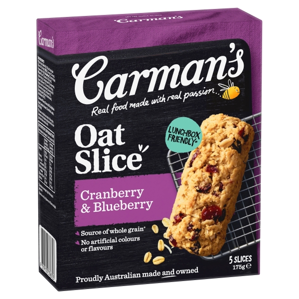 Carman's Oat Slice Cranberry & Blueberry 5 Pack 175g