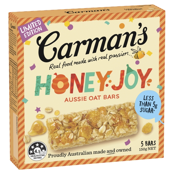 Carman's Aussie Oat Bars Honey Joy 5 Pack 150g