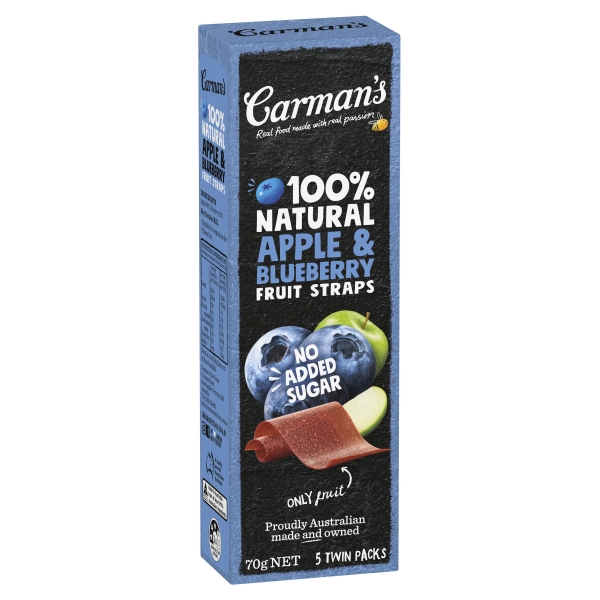 Carman's Natural Fruit Straps Apple & Blueberry 5 Twin Packs 70g