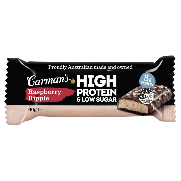 Carman's High Protein & Low Sugar Bar Raspberry Ripple 60g