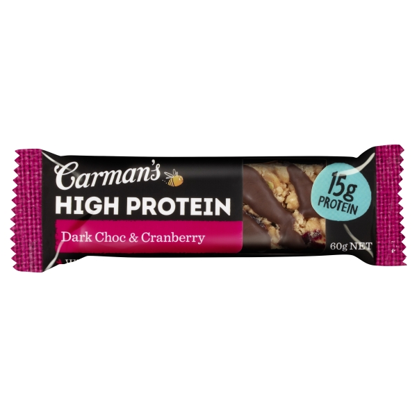 Carman's High Protein Bar Dark Choc & Cranberry 60g