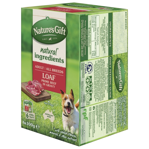 Nature's Gift Dog Food Loaf Prime Beef In Gravy 6 x 100g