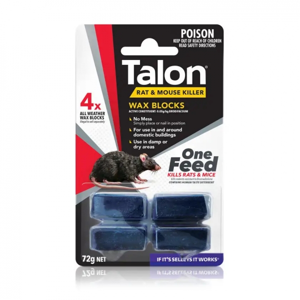 Talon Rat & Mouse Control Wax Block 4 Pack 72g