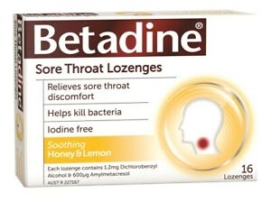 Betadine Throat Lozenges Honey & Lemon 16 Pack