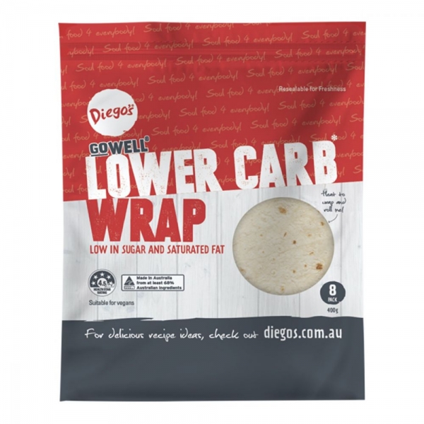 Diego's Go Well Lower Carb Wrap 8 Pack 400g