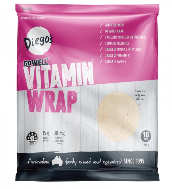 Diego's Go Well Vitamin Wrap 10 Pack 450g