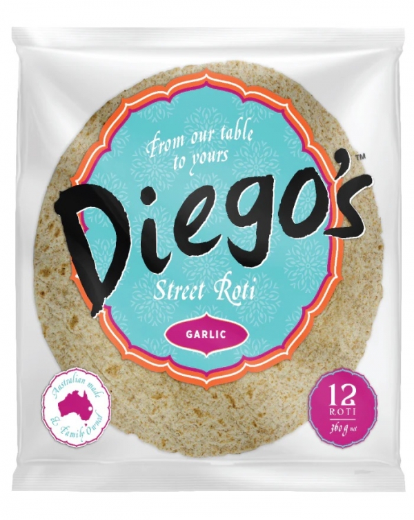 Diego's Street Roti Garlic 12 Pack 360g