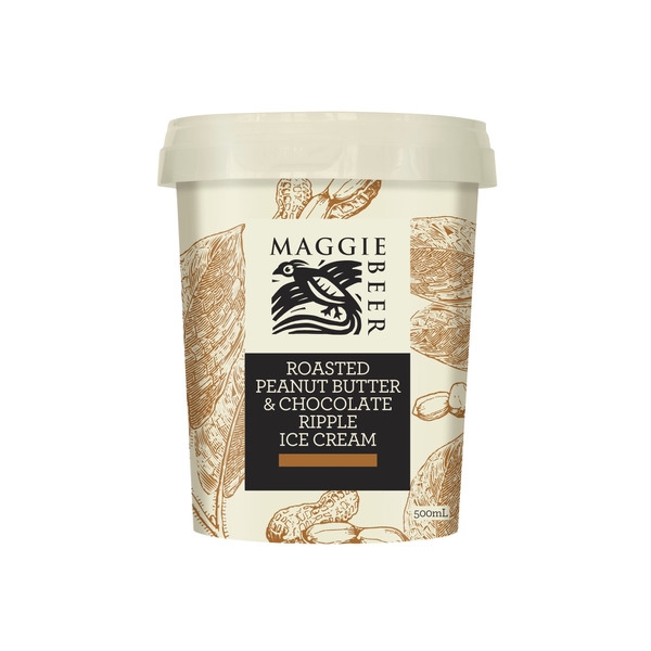 Maggie Beer Ice Cream Roasted Peanut Butter & Chocolate Ripple 500ml