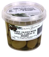 Olive Branch Green Olives With Lemon Garlic & Herbs 335g