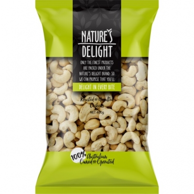 Nature's Delight Roasted & Unsalted Cashews 400g