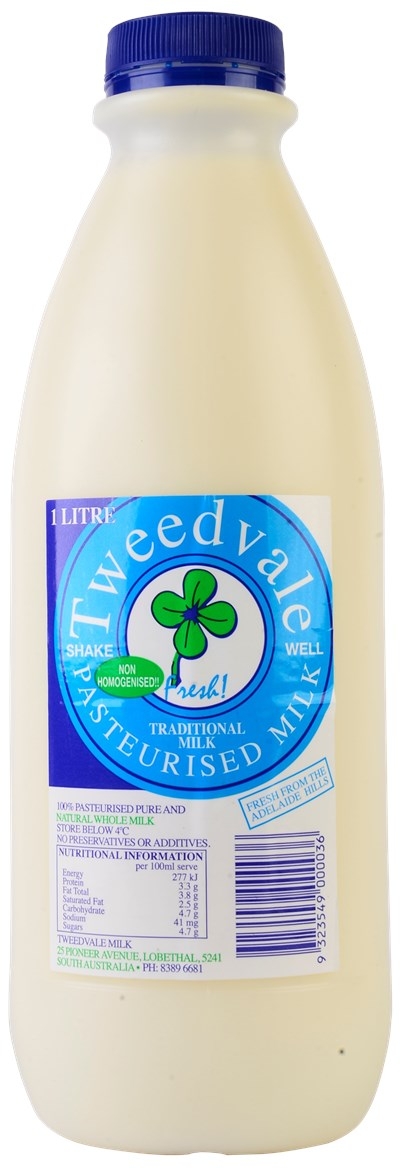 Tweedvale Full Cream Milk Unhomogenised 1lt