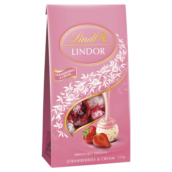 Lindt Lindor Balls Strawberries & Cream Bag 125g