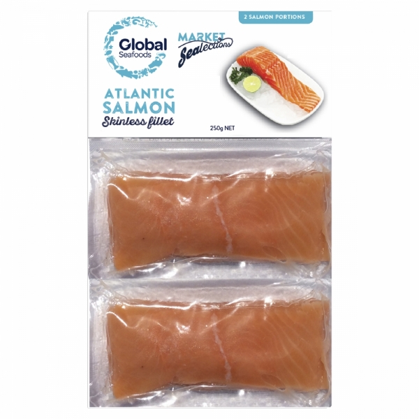 Global Seafoods Skinless Salmon Portions Twin Pack 250g