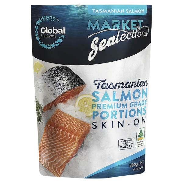 Global Tasmanian Salmon Portions Skin On 500g