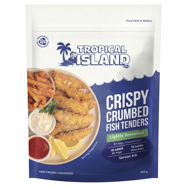 Tropical Island Crispy Crumbed Fish Tenders Lightly Seasoned 600g