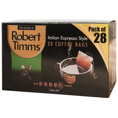 Robert Timms Coffee Bags Italian Espresso 28 Pack 160g