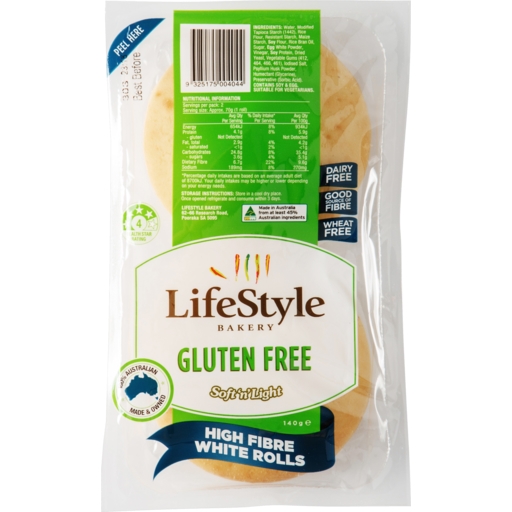 Lifestyle White Rolls Gluten Free 2 Pack 140g