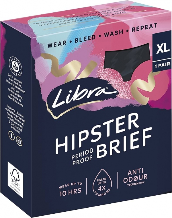 Libra Period Proof Underwear Hipster Extra Large 12-14 1 Pack