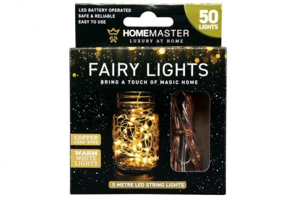 Home Master Fairy Lights Battery Operated Clear Warm White 50 Pack