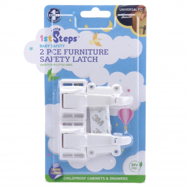 Safety Latch Cabinet & Drawers White 2 Pack