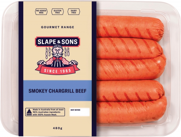 Slape & Sons Smokey Chargrill Beef Sausages 480g