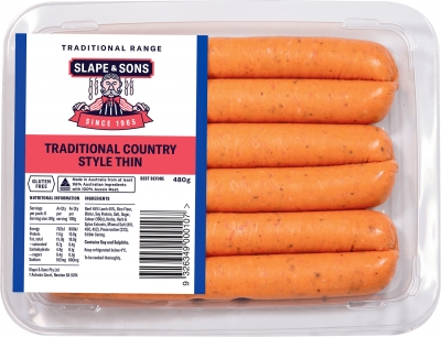 Slape & Sons Traditional Country Style Thin Sausages 480g