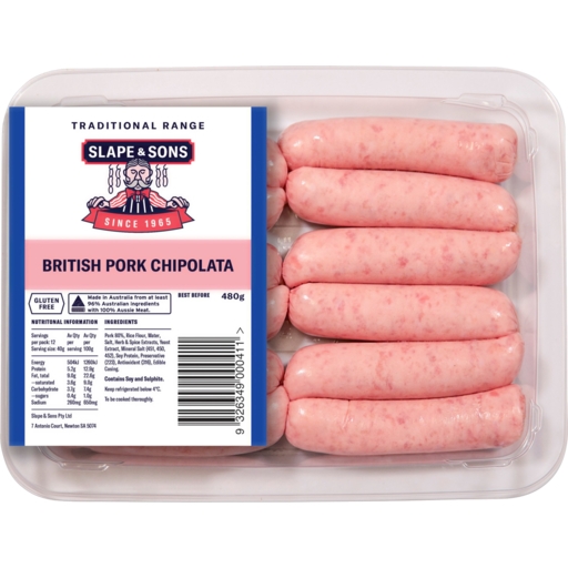 Slape & Sons British Pork Chipolatas 480g