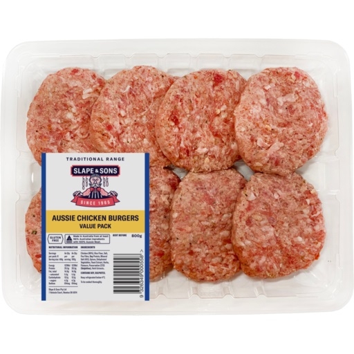 Slape & Sons Aussie Chicken Burgers 800g