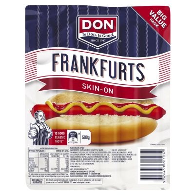 Don Skin On Frankfurts 500g