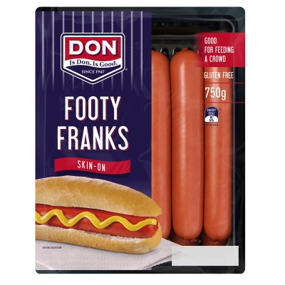 Don Skin On Footy Franks 750g